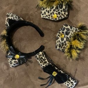 cheetah headband wristlets choker Halloween Costume